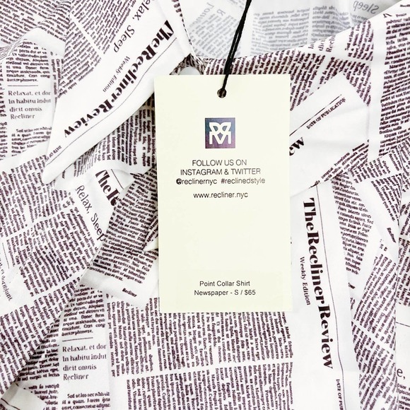 Recliner Newspaper Print Magazine Pajama Top SZ S - Picture 7 of 11